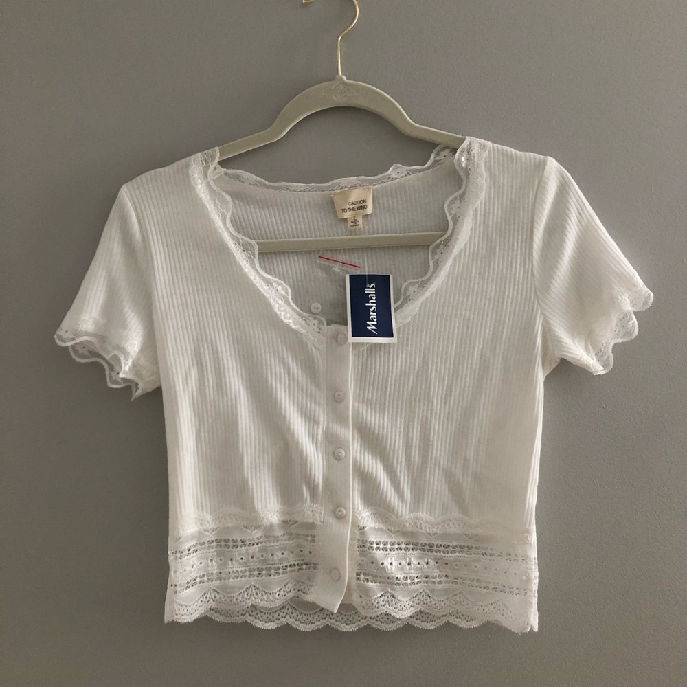 NEW WITH TAG | White Button Down Lace Top